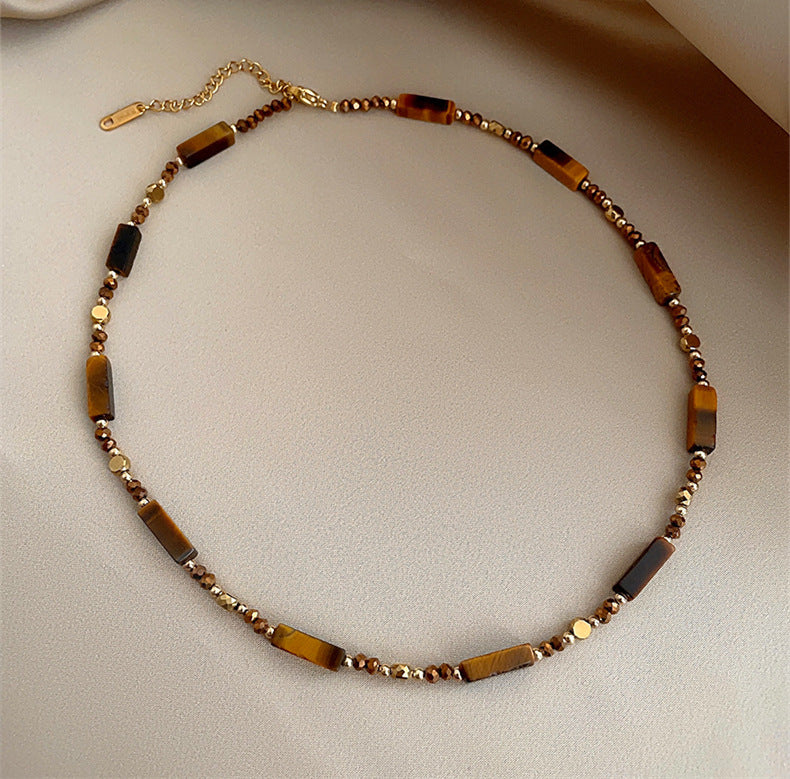 Autumn And Winter Maillard Beaded Tigereye Pendant