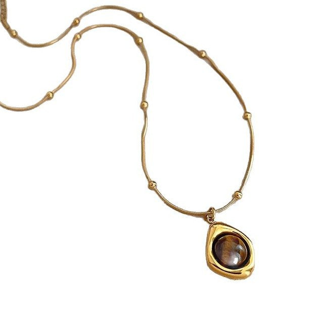 Autumn And Winter Maillard Beaded Tigereye Pendant