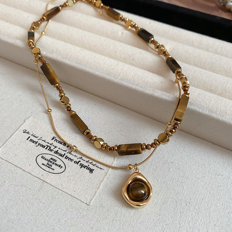 Autumn And Winter Maillard Beaded Tigereye Pendant