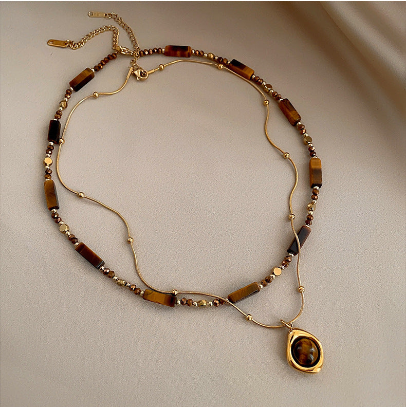 Autumn And Winter Maillard Beaded Tigereye Pendant