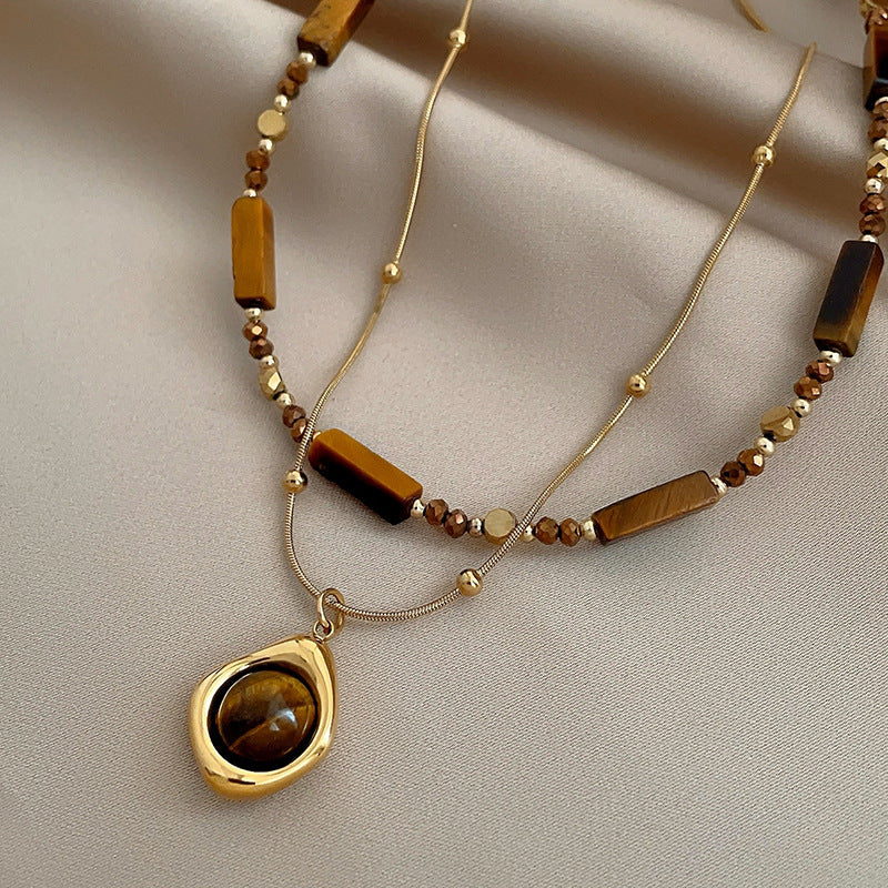Autumn And Winter Maillard Beaded Tigereye Pendant