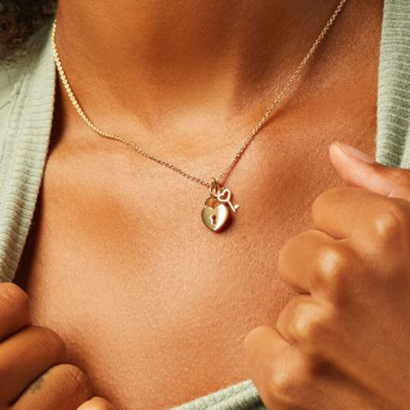 Heart Lock 18k Gold Titanium Plated Steel Necklace