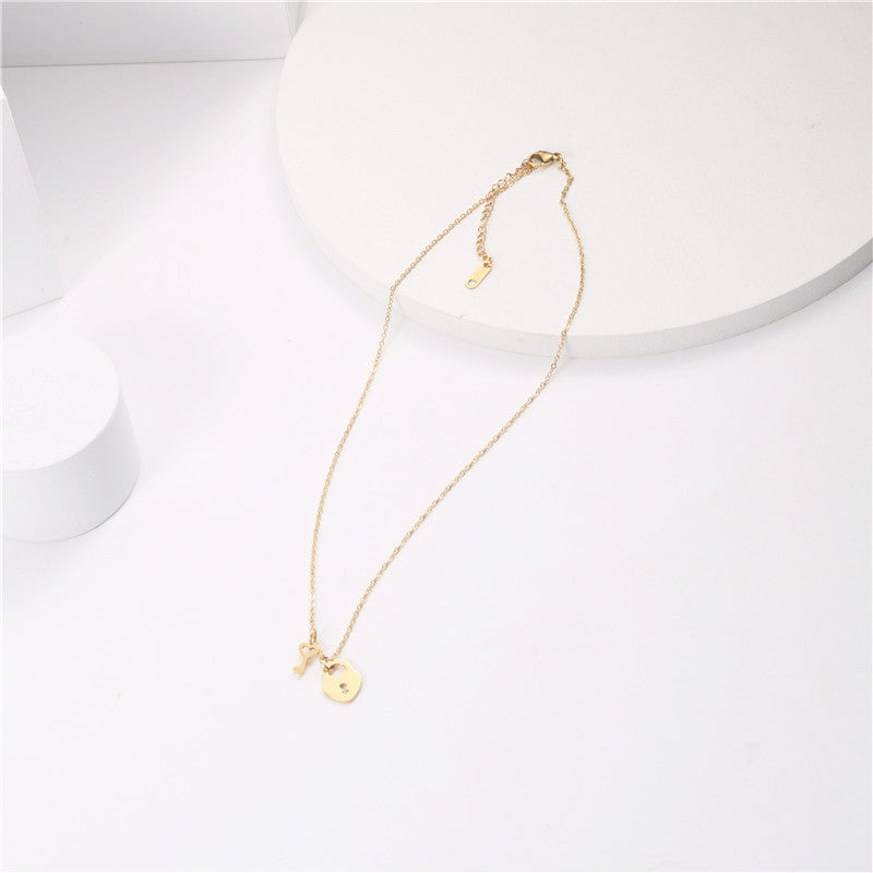 Heart Lock 18k Gold Titanium Plated Steel Necklace
